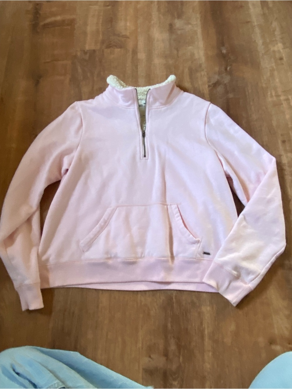 Hollister Light Pink Half-Zip Sherpa Pullover